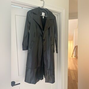 leith faux leather trench coat size small